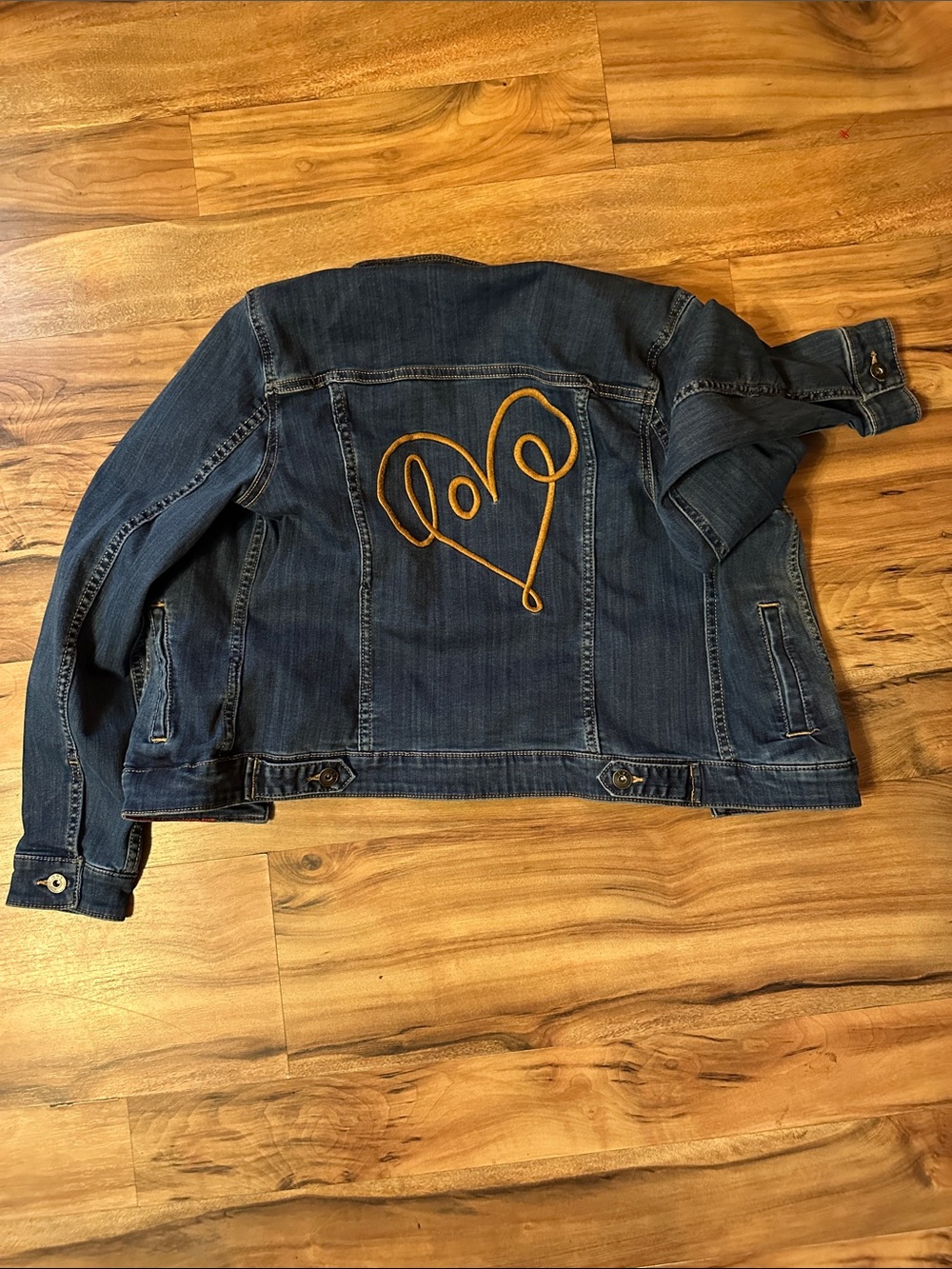 Kids Denim Jacket with Gold Heart Embroidery